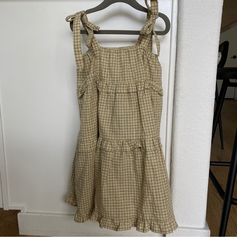Rylee + Cru plaid tie dress kid dress side 4/5, brand new - worn once